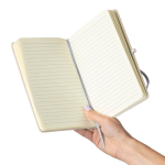 Libreta tapa de PU reciclado con marcapáginas A5 y hojas a rayas color blanco quinta vista