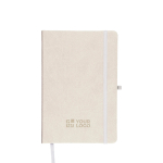 Libreta tapa de PU reciclado con marcapáginas A5 y hojas a rayas color blanco vista de impresión