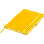 Libreta tapa de PU reciclado con marcapáginas A5 y hojas a rayas color amarillo séptima vista