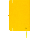 Libreta tapa de PU reciclado con marcapáginas A5 y hojas a rayas color amarillo octava vista