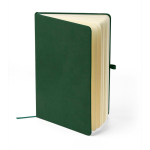 Libreta tapa de PU reciclado con marcapáginas A5 y hojas a rayas color verde segunda vista