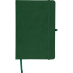 Libreta tapa de PU reciclado con marcapáginas A5 y hojas a rayas color verde cuarta vista