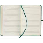 Libreta tapa de PU reciclado con marcapáginas A5 y hojas a rayas color verde quinta vista