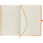 Libreta tapa de PU reciclado con marcapáginas A5 y hojas a rayas color naranja segunda vista