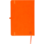 Libreta tapa de PU reciclado con marcapáginas A5 y hojas a rayas color naranja séptima vista