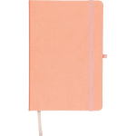 Libreta tapa de PU reciclado con marcapáginas A5 y hojas a rayas color rosa primera vista