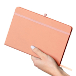 Libreta tapa de PU reciclado con marcapáginas A5 y hojas a rayas color rosa segunda vista
