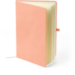 Libreta tapa de PU reciclado con marcapáginas A5 y hojas a rayas color rosa séptima vista