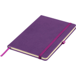 Libreta tapa de PU reciclado con marcapáginas A5 y hojas a rayas color violeta segunda vista