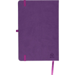 Libreta tapa de PU reciclado con marcapáginas A5 y hojas a rayas color violeta quinta vista