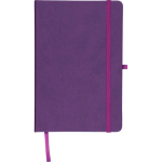 Libreta tapa de PU reciclado con marcapáginas A5 y hojas a rayas color violeta sexta vista