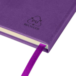Libreta tapa de PU reciclado con marcapáginas A5 y hojas a rayas color violeta séptima vista