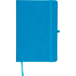 Libreta tapa de PU reciclado con marcapáginas A5 y hojas a rayas color azul claro sexta vista