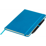 Libreta tapa de PU reciclado con marcapáginas A5 y hojas a rayas color azul claro novena vista
