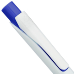 Bolígrafo de plástico reciclado con clip y tinta Dokumental azul color azul primera vista
