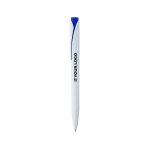 Bolígrafo de plástico reciclado con clip y tinta Dokumental azul color azul vista de impresión