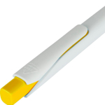 Bolígrafo de plástico reciclado con clip y tinta Dokumental azul color amarillo tercera vista