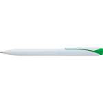Bolígrafo de plástico reciclado con clip y tinta Dokumental azul color verde cuarta vista