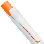 Bolígrafo de plástico reciclado con clip y tinta Dokumental azul color naranja primera vista
