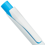 Bolígrafo de plástico reciclado con clip y tinta Dokumental azul color azul claro tercera vista