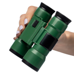 Prismáticos de plástico resistente con lentes acrílicas y 4 aumentos color verde cuarta vista