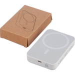 Batería externa reciclada con carga USB-C 15W inalámbrica 10.000mAh color blanco cuarta vista