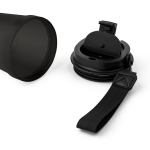 Vaso de plástico transparente con tapa de rosca y cordón de muñeca 350ml color negro primera vista