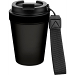 Vaso de plástico transparente con tapa de rosca y cordón de muñeca 350ml color negro segunda vista