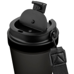 Vaso de plástico transparente con tapa de rosca y cordón de muñeca 350ml color negro quinta vista