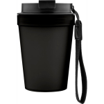 Vaso de plástico transparente con tapa de rosca y cordón de muñeca 350ml color negro sexta vista