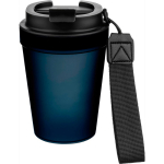 Vaso de plástico transparente con tapa de rosca y cordón de muñeca 350ml color azul primera vista