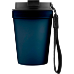 Vaso de plástico transparente con tapa de rosca y cordón de muñeca 350ml color azul segunda vista