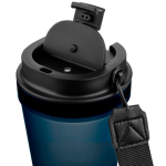 Vaso de plástico transparente con tapa de rosca y cordón de muñeca 350ml color azul tercera vista