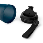 Vaso de plástico transparente con tapa de rosca y cordón de muñeca 350ml color azul cuarta vista