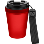 Vaso de plástico transparente con tapa de rosca y cordón de muñeca 350ml color rojo cuarta vista