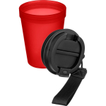Vaso de plástico transparente con tapa de rosca y cordón de muñeca 350ml color rojo quinta vista