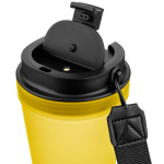 Vaso de plástico transparente con tapa de rosca y cordón de muñeca 350ml color amarillo segunda vista