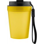 Vaso de plástico transparente con tapa de rosca y cordón de muñeca 350ml color amarillo cuarta vista