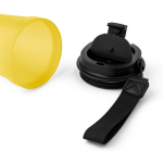 Vaso de plástico transparente con tapa de rosca y cordón de muñeca 350ml color amarillo quinta vista