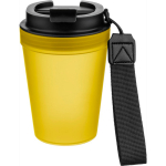 Vaso de plástico transparente con tapa de rosca y cordón de muñeca 350ml color amarillo sexta vista