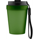 Vaso de plástico transparente con tapa de rosca y cordón de muñeca 350ml color verde segunda vista