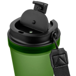 Vaso de plástico transparente con tapa de rosca y cordón de muñeca 350ml color verde cuarta vista