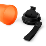 Vaso de plástico transparente con tapa de rosca y cordón de muñeca 350ml color naranja segunda vista
