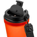 Vaso de plástico transparente con tapa de rosca y cordón de muñeca 350ml color naranja cuarta vista