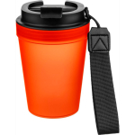 Vaso de plástico transparente con tapa de rosca y cordón de muñeca 350ml color naranja quinta vista