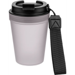 Vaso de plástico transparente con tapa de rosca y cordón de muñeca 350ml color transparente primera vista