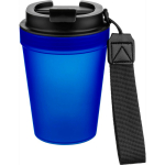 Vaso de plástico transparente con tapa de rosca y cordón de muñeca 350ml color azul real segunda vista
