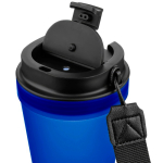 Vaso de plástico transparente con tapa de rosca y cordón de muñeca 350ml color azul real tercera vista