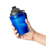Vaso de plástico transparente con tapa de rosca y cordón de muñeca 350ml color azul real sexta vista