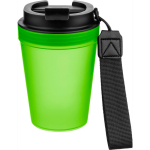 Vaso de plástico transparente con tapa de rosca y cordón de muñeca 350ml color verde lima segunda vista